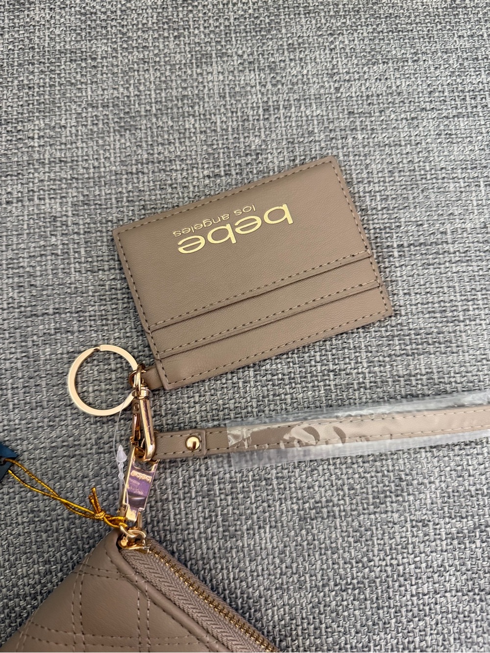 bebe Jessica Zip Wristlet Wallet in Taupe with Card Holder & Keyring Brand New - Picture 2 of 5